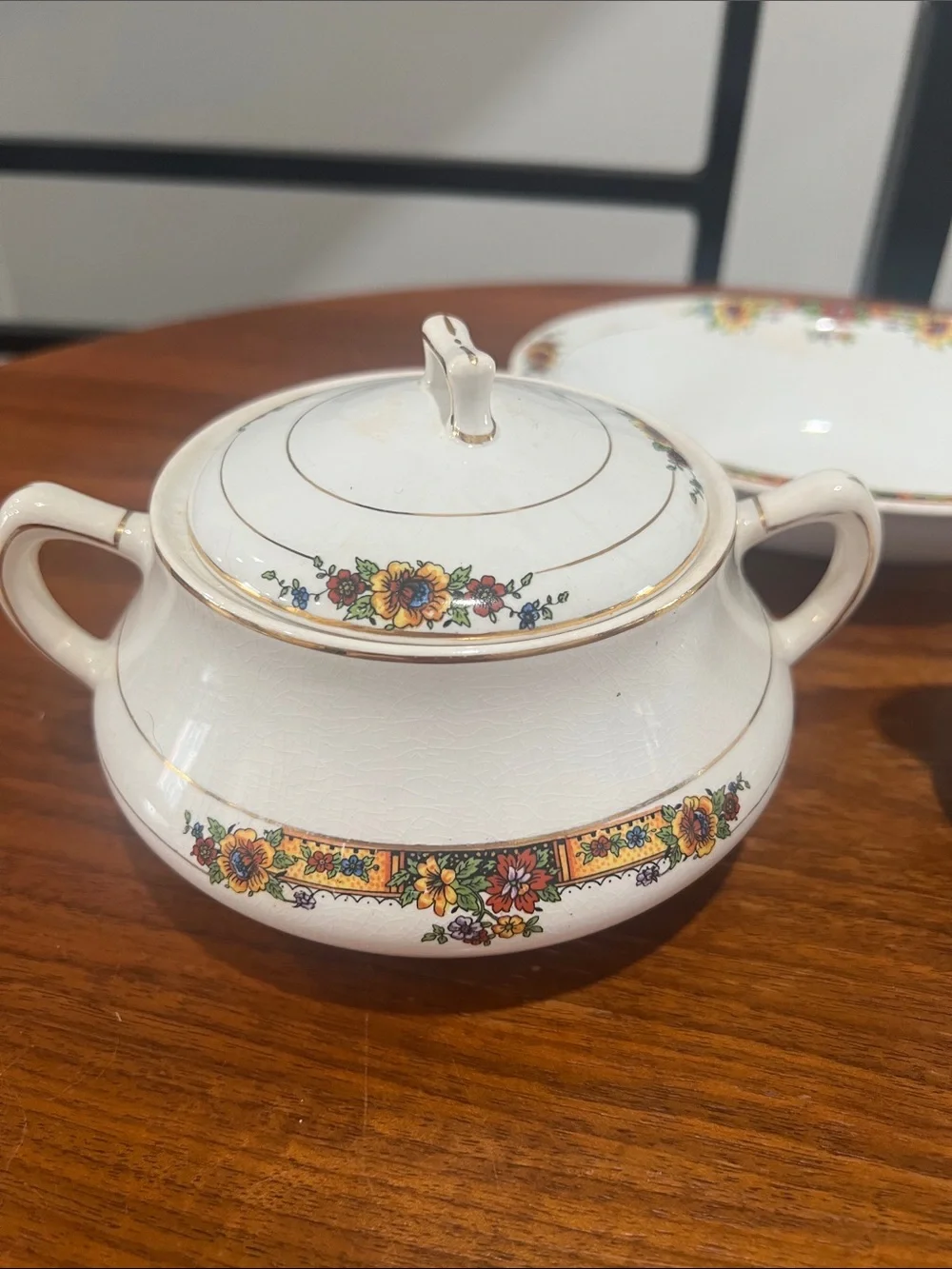 Illinois China Co. Porcelain Floral Pattern 3-Piece Set